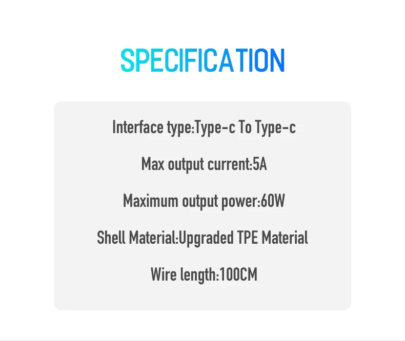 ROCK USB Type C to USB C Cable for Samsung Galaxy S9 Plus Note 9 Support PD 60W QC4.0 3A Quick Charge Cable for USB-C Charger