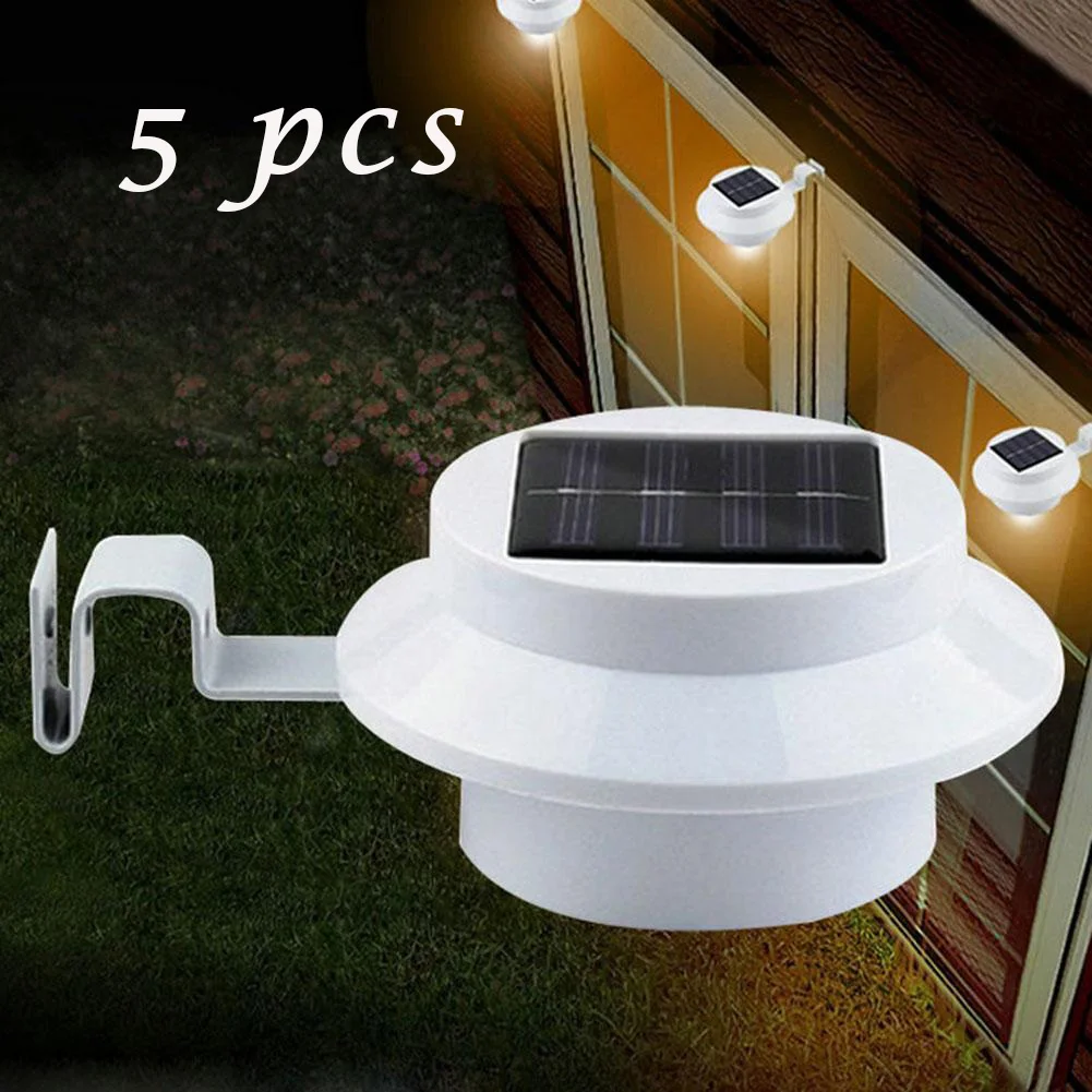 

5 PCS 3 leds light sensor control Solar Powered Fence Gutter Solar Lights, Outdoor Security Solar Lamps Yard Wall Garden