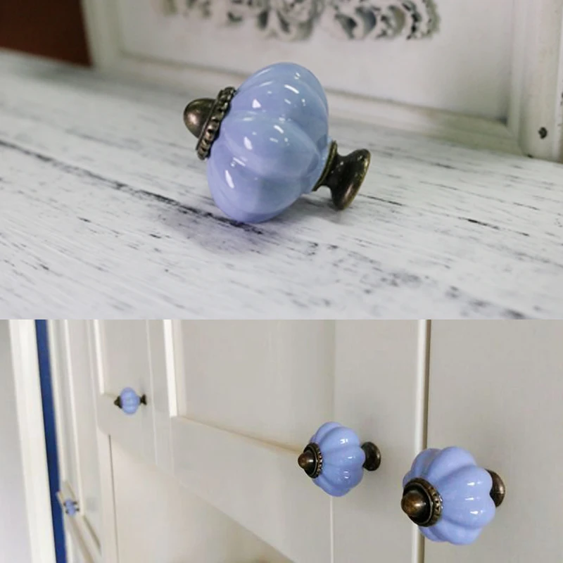 Rural Style Pumpkin shape Ceramic Door Knob (6)