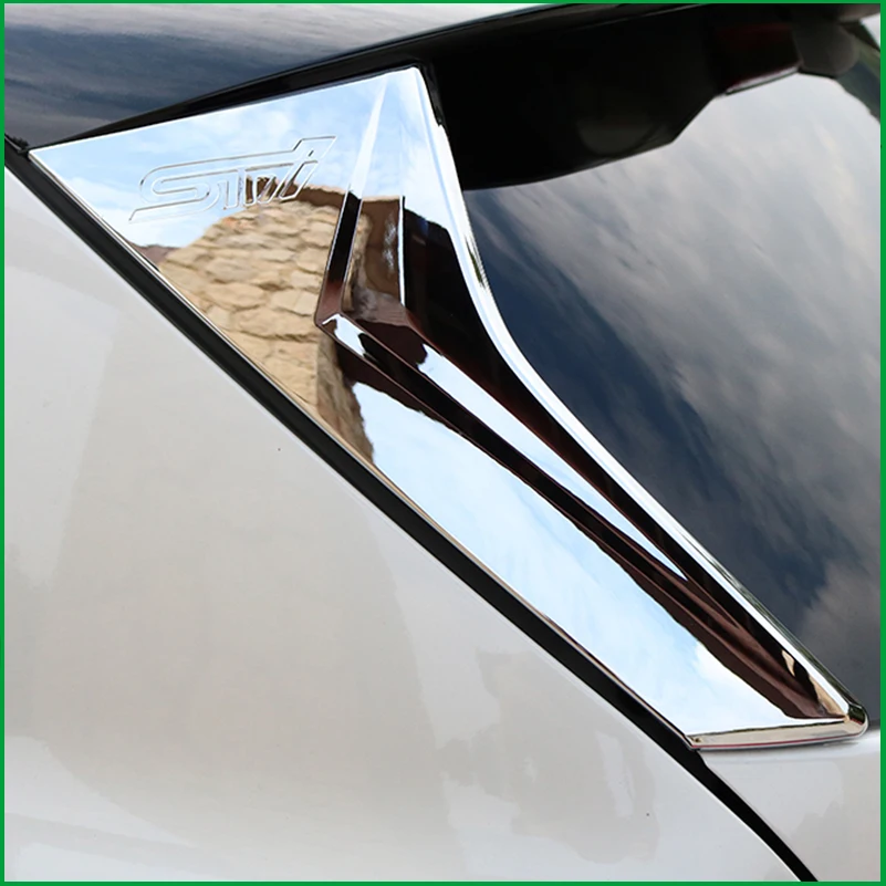 For Subaru XV ABS Chrome ABS Carbon Fibre Print Exterior Both Side Rear Window Spoiler Triangle Cover Trim Auto Parts