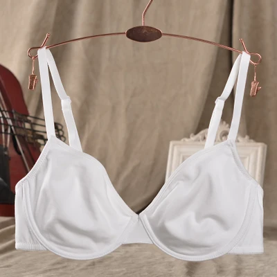 Бюстгальтер Тонкий Ультра-тонкие модели груди женское хлопковое удобное дышащее нижнее белье по уходу за низкосердечным бюстгальтером 75C85D - Цвет: Белый