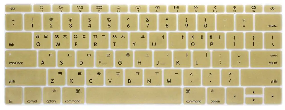 Корейская клавиатура крышка для MacBook не с сенсорной панелью 13pro A1708 retina 12 дюймов A1534 Клавиатура ноутбука защитная пленка - Цвет: Золотой