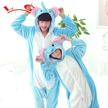 L G TOP CALIENTE Blue Elephant Pijamas Adultos Onesie Ropa de Dormir de Cosplay Animal de la Historieta de Halloween Navidad Traje de Las Mujeres de Los Hombres