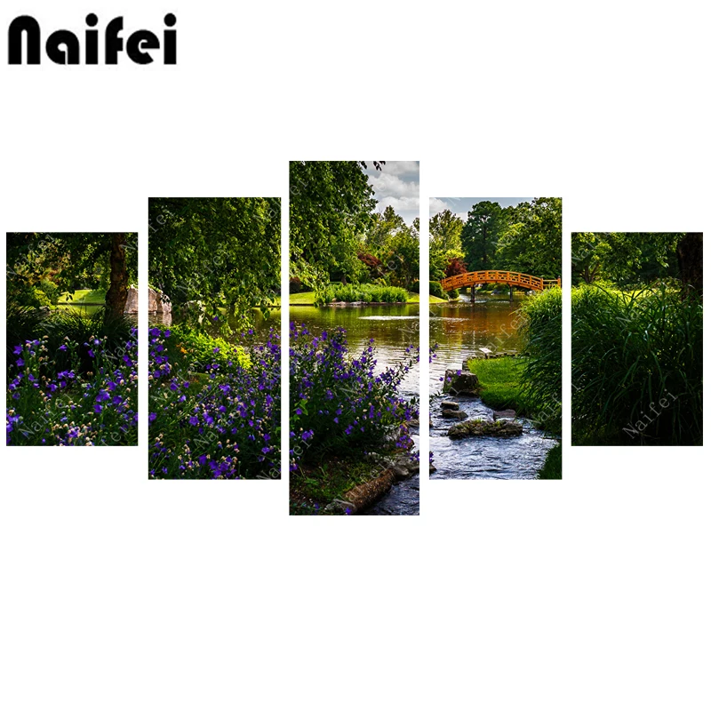 

Full Drill 5D DIY Diamond Painting"5pcs,Garden lake Bridges Stones"diamond Embroidery Cross Stitch Rhinestone Mosaic Decor