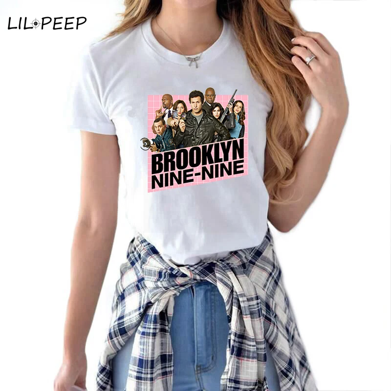 

Brooklyn Nine Nine Logo Women T Shirts Short Sleeve Harajuku Fashion Ulzzang Streetwear Vintage White Shirt Aesthetic Tumblr