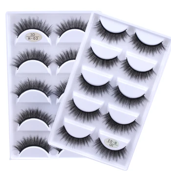 

5 pairs 100% Real Fake Mink Eyelashes 3D Natural False Eyelashes 3d Mink Lashes Soft Eyelash Extension Makeup Kit Cilios H03