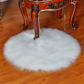 

Hairy Carpet Soft Chair Cover Sheepskin Rug Skin Fur Area Rugs Seat Pad Artificial Textile Round Artificial Wool Bedroom Mat