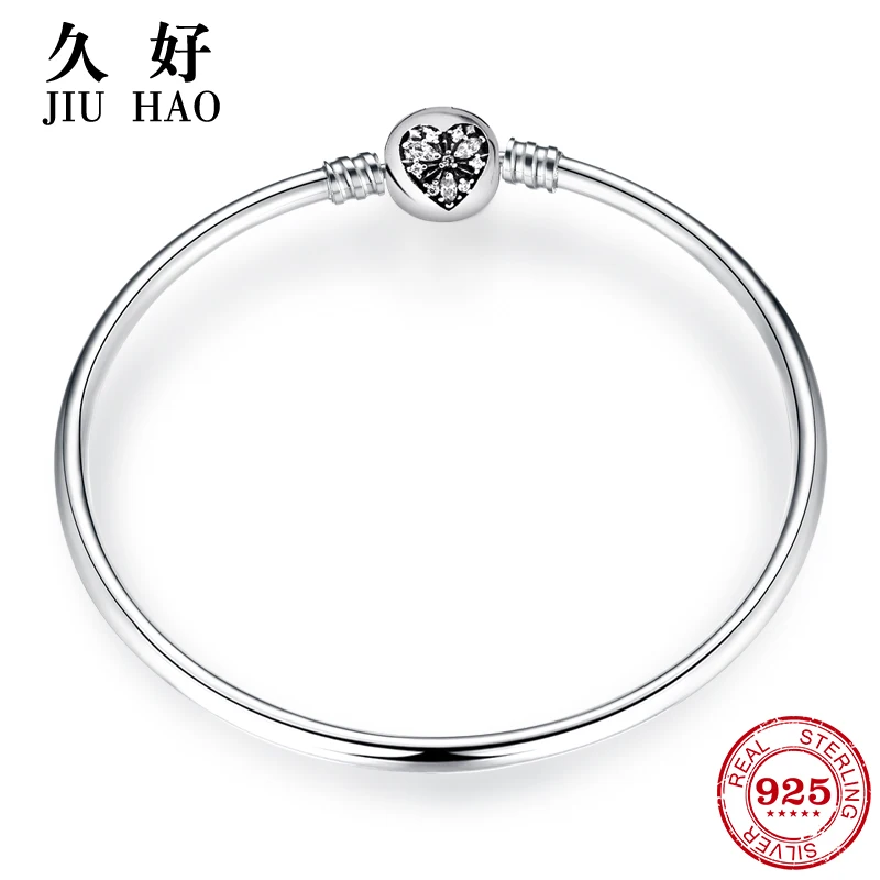 

Hot 925 Sterling Silver Charm heart zircon Bead bracelet diy for fashion jewelry womens accessories trendy 2018