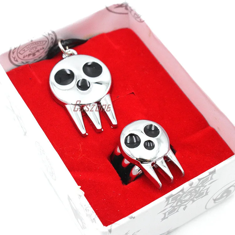 

Anime Soul Eater Ring Necklace Set Cosplay Alloy Pendant Jewelry Accessory Set With Box Unisex Souvenir Gift