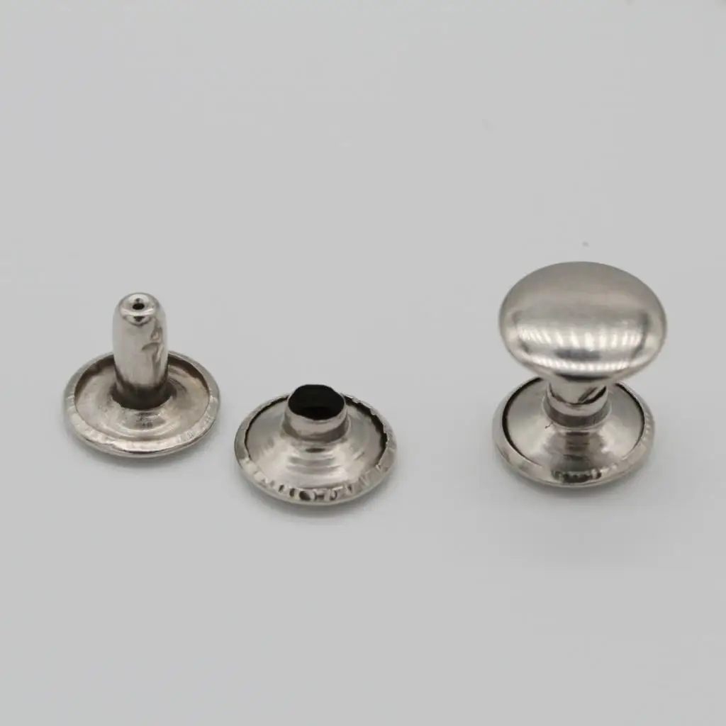 fityle 50Pcs/set Silver Round DOUBLE CAP Copper Rivets Studs For Jeans Pants Clothing Decorative Accessories