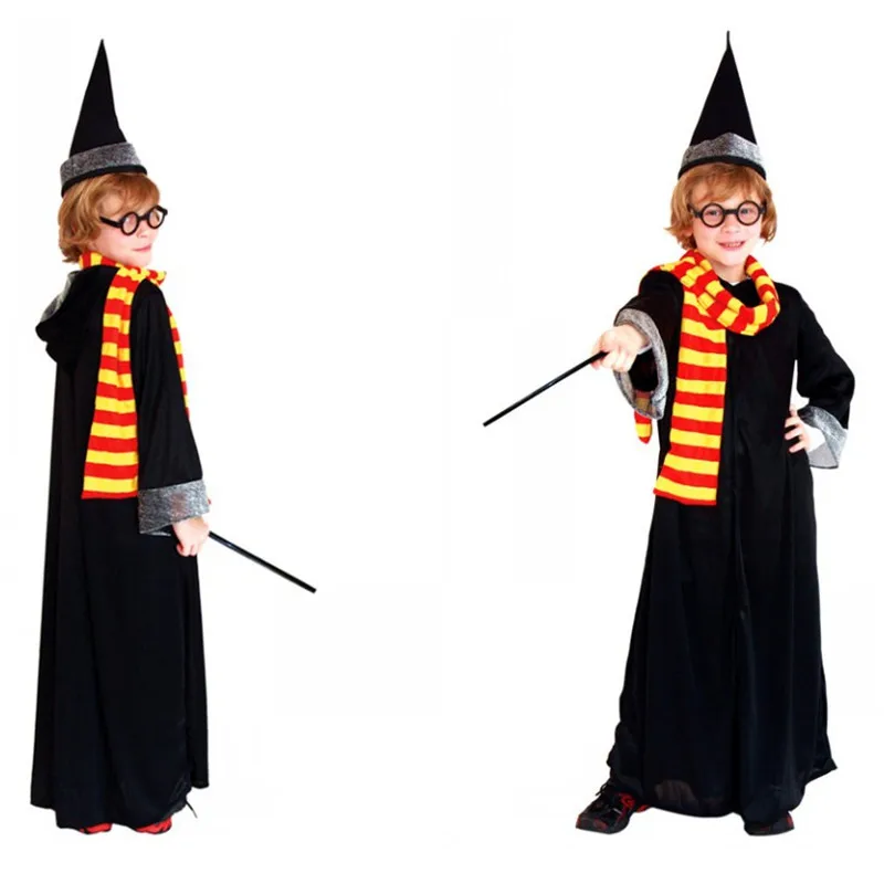 M XL Kids Boys magician Cosplay showing cloth Magic gown Halloween Master Costumes Children' day