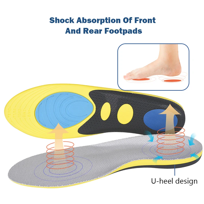 Soumit Arch Support Sport Insoles Shock Absorption Cushioning Running Shoes Inserts Pad for Flat Foot Plantar Fasciitis