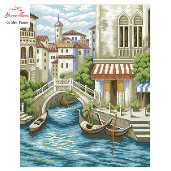 

Golden panno,5D,diy diamond embroidery,Full,square,Diamond Painting,Cross Stitch,3D,diamond,Mosaic,Needlework,Bridge water 726Q