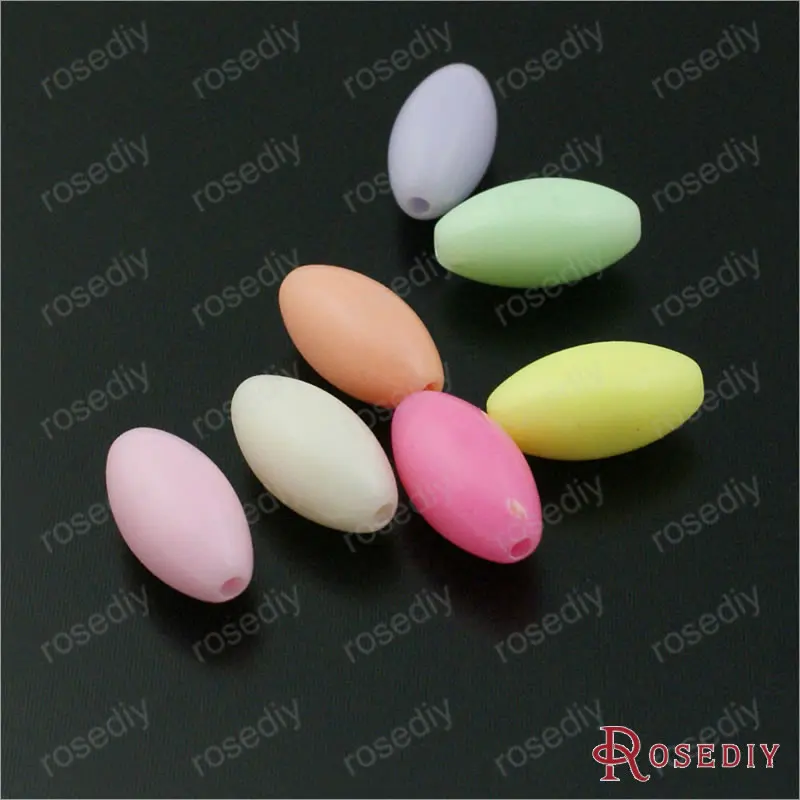 

Wholesale 14*7.5mm Random mixed color Olive shaped Acrylic Beads Diy Jewelry Findings Accessories 120g Roughly 265pcs(JM7708)