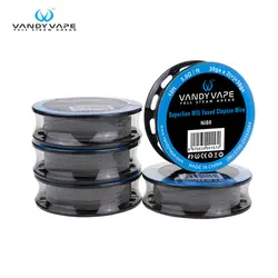 Оригинальный Vandy Vape тончайший MTL Сплавленный Clapton провода Ni80 30ga x 2 (=) + 38ga 10ft/SS316L 30ga X 2 (=) 38ga 10ft