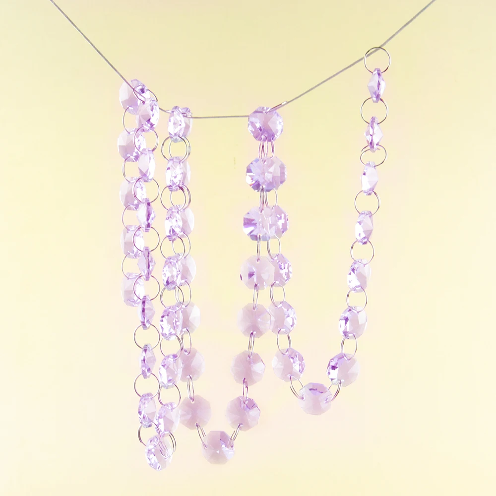

hbl 5m/10m DIY Garland Crystal Curtain Lilac K9 Crystal Bead Curtain Chains with Silver Rings for Wedding Party Decor