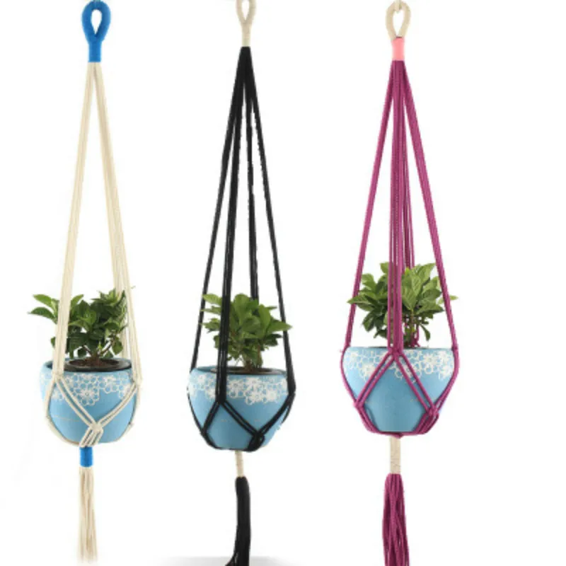 

1Pcs Hot sales 100% vintage handmade Knotted macrame plant hanger hook flower /pot hanger for wall decoration countyard garden