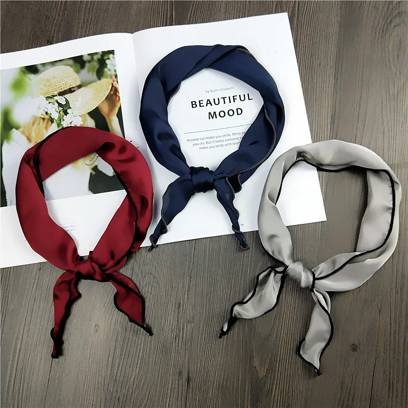 

Solid Color Simple Small Hair Tie Decorative Multifunctional Head Wrap Neckerchief Cloth Neck Elegant Triangle Scarf for Women