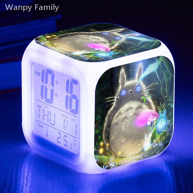 

[Wanpy Family]Very Lovely Totoro Color Changing Digital Alarm Clock For Children Birthday Gift Desktop bedside alarm clock
