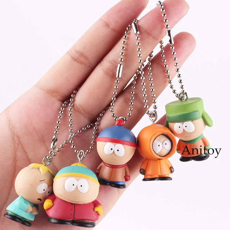

Anime South Park Cartoon Stan Kyle Eric Kenny Butters Mini PVC Action Figure Toys Pendants Keychains 5pcs/set 2-3cm KT4820