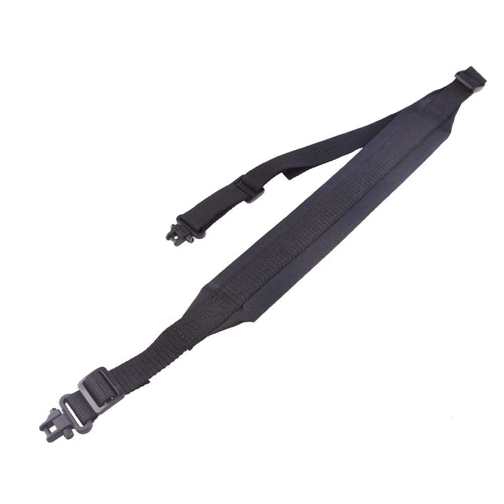 Rifle Shotgun Black Padded Gun Sling With Metal Quick Detach Swivels