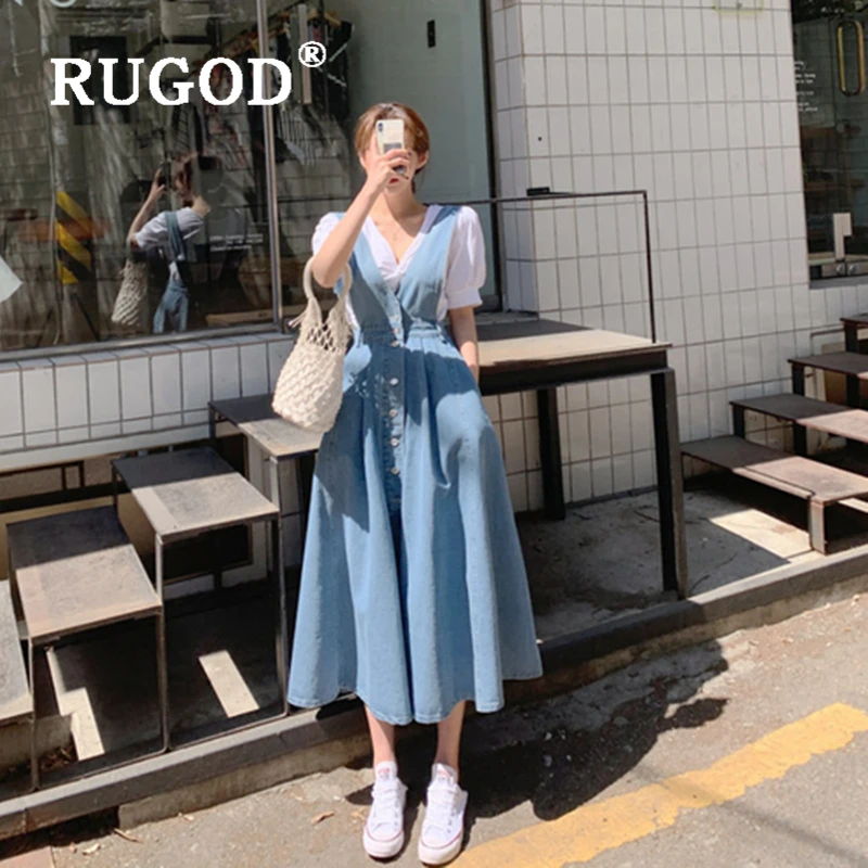 RUGOD Korean Chic Single-breasred Denim 