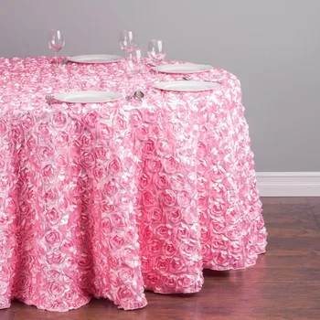 

Custom Order Are Welcome 118 in. Polyester 300cm Round Rosette Satin-Feel Tablecloth Pink for Ceremony Wedding, 5/Pack