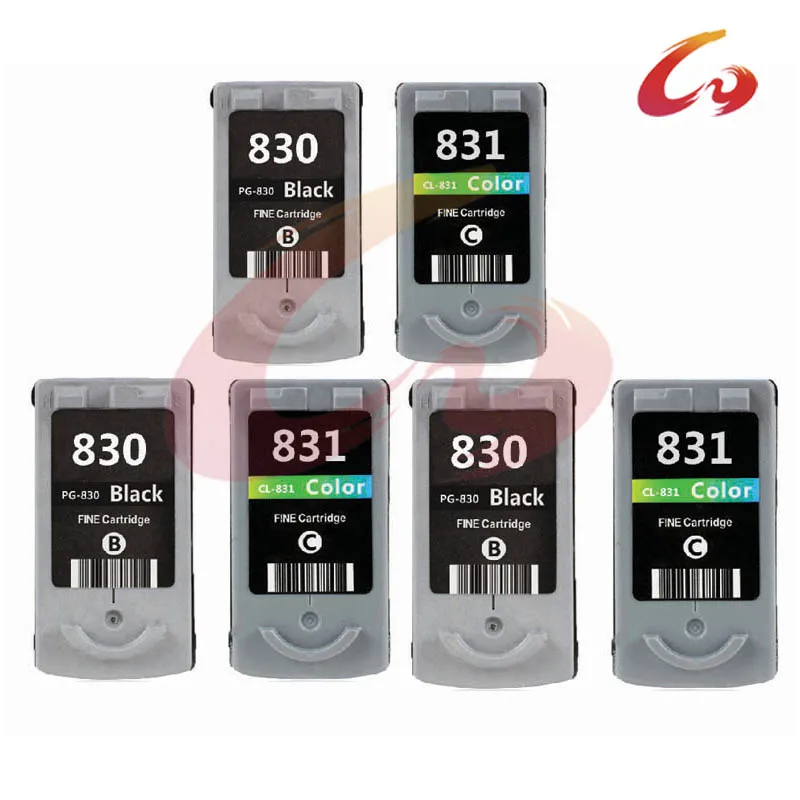 6 Piece Black & Color Ink Cartridge for Canon PG 830 CL 831 for Canon PIXMA IP1180 IP1800 IP2680