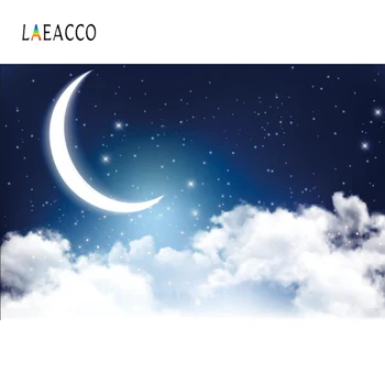 

Laeacco Photo Backgrounds Shiny Moon Star Cloud Starry Wallpaper Baby Night Scenic Photography Backdrops Photocall Photo Shoot