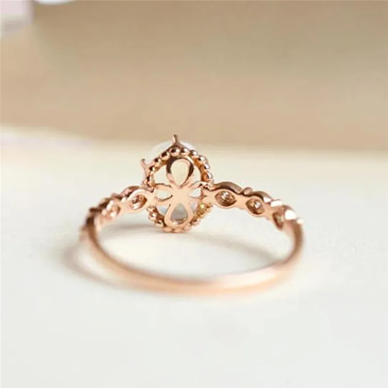 GS Rainbow Fire Mystic Crystal Zircon Lady Rings Jewelry Best Gift For Women White Opal Crystal Stainless Steel Wedding Ring R5