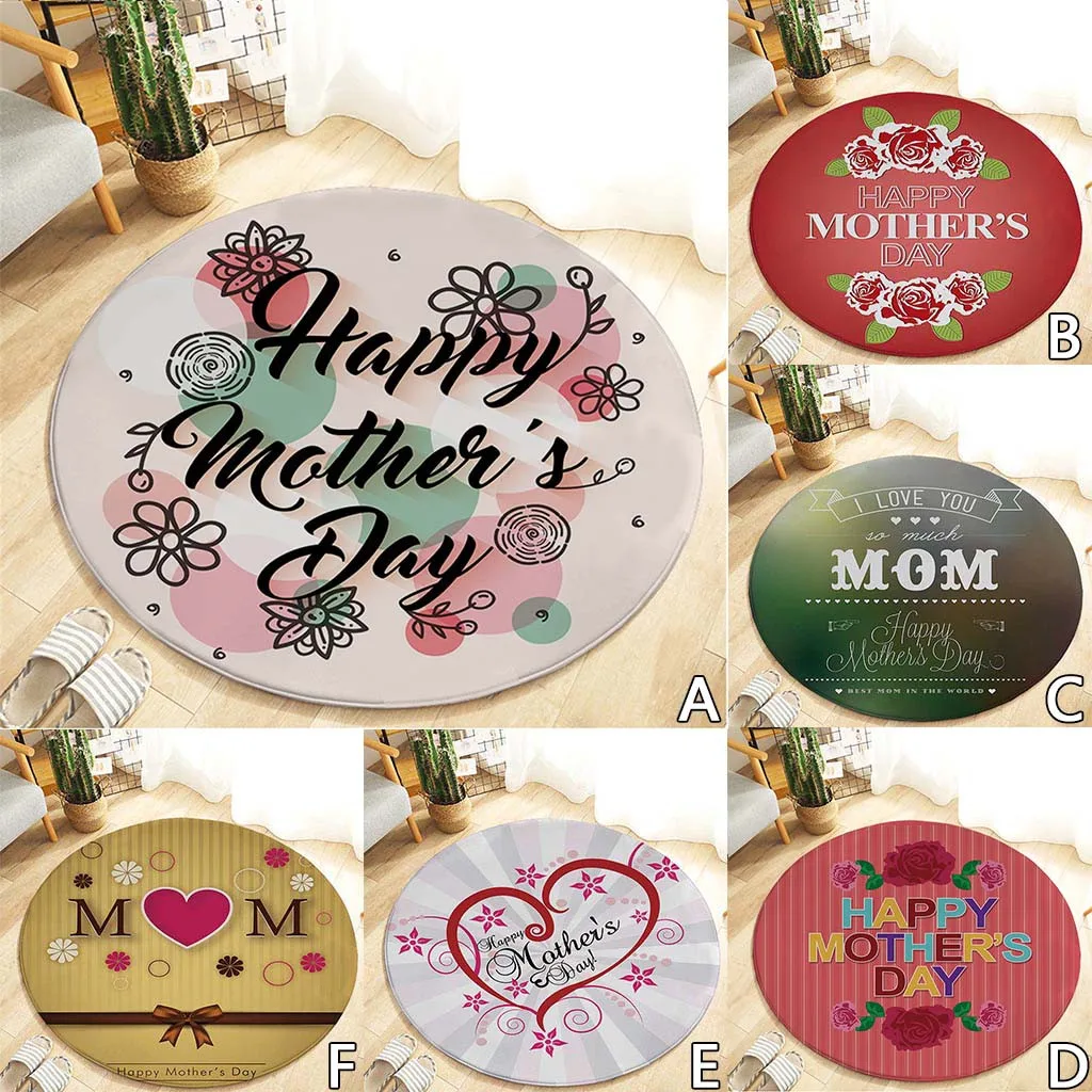 

2019 Home Essentials Are Most Useful Heart Happy Mother's Day Pattern Round Area Rug Coral FLeece 120cm Rug Carpet