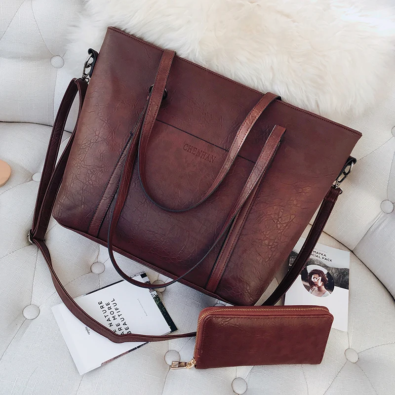 

2018 Large Capacity Women Bags Shoulder Tote Bags Women Messenger Bags With Wallet Famous Designers Leather Handbags