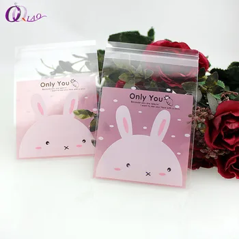 

7*7cm Cartoon Self-adhesive Plastic Gift Food Packing bag Cute Small Biscuit bag for canday Packing,cookie packing 100ps/set