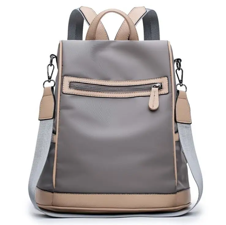 Waterproof Nylon Backpack Women Wide Strap Shoulder Bag Travel ...