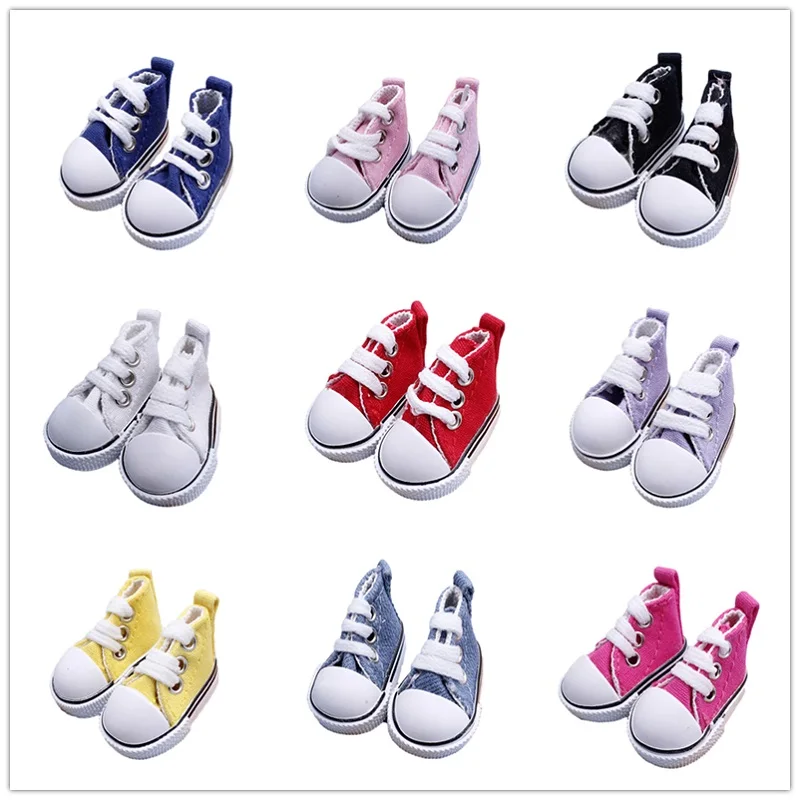 

Free Shipping 1 Pair 5cm Canvas Shoes For BJD Doll Fashion Dolls Shoes For Russian DIY Handmade Doll Accessories