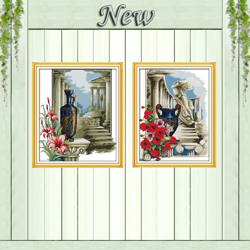 

Athens feeling European palace garden painting Counted Print on canvas DMC 11CT 14CT Cross Stitch kits Needlework Sets embroider