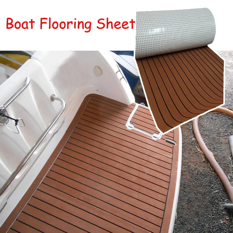 600x2400x5mm EVA Foam Imitated Teak Boat Deck Mat Brown Yacht Flooring