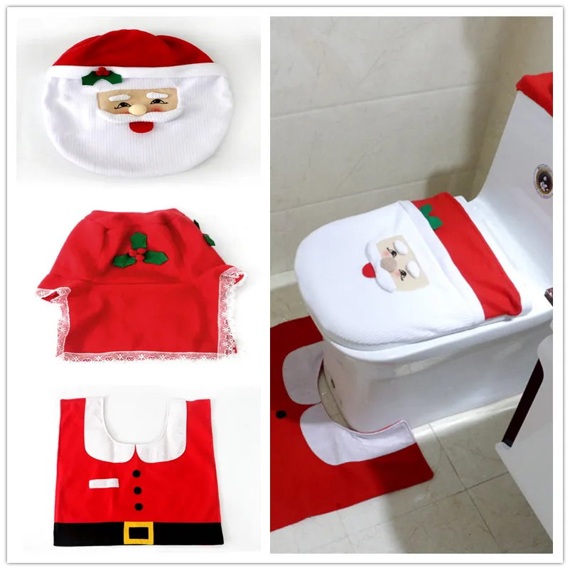 1 Set Christmas Toilet Seat Cover Mat Bathroom Party DIY Decorations In Accessories Sets From Home Garden On Aliexpress