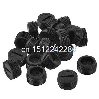 

20 Pcs Male Threaded 11mm Dia Screw Carbon Brush Holder Cap Cover Black