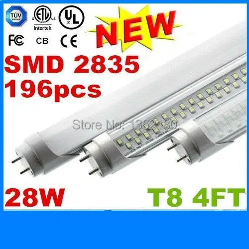 2016 New Arrival 28W 196pcs SMD 2835 T8 4FT 1200MM Led Tube Lights 3200lm CRI&gt85 Warm/Natural/Cool White 1.2m AC 85-265V CE UL | Лампы и