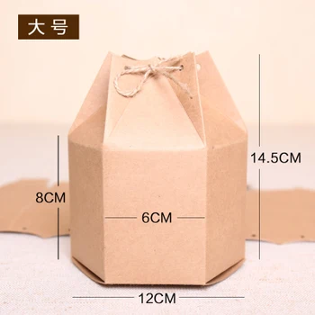 

big size 12*8*14.5cm Hexagon kraft paper box /Biscuit /Tea canndy sugar cake boxes chocolate food packing box 100pcs/lot