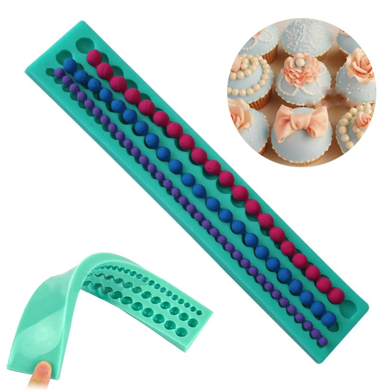 JX-LCLYL Pearl String Beads Silicone Mold Cake Decoration Fondant Sugarcraft Baking Mould
