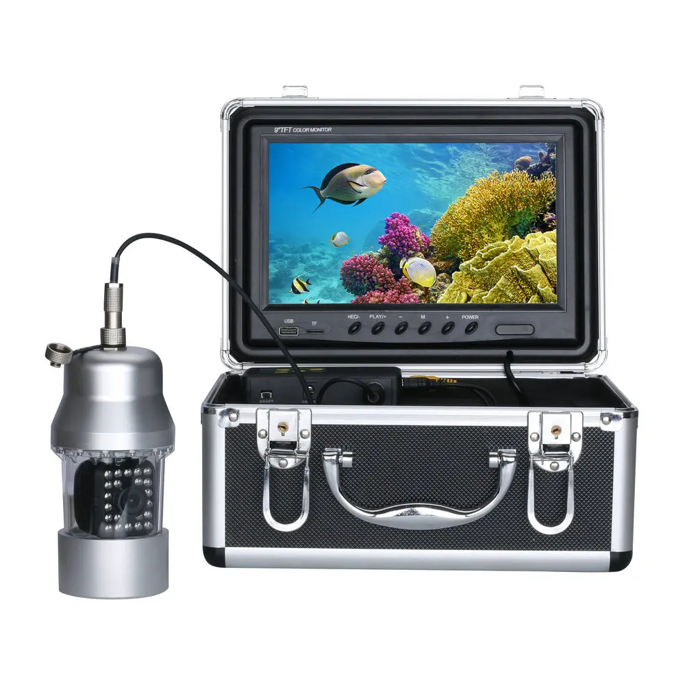 9 дюймов DVR рекордер 15 м 30 М Подводная рыболовная видеокамера рыболокатор цветной водонепроницаемый 22 светодиода 360 градусов вращающийся