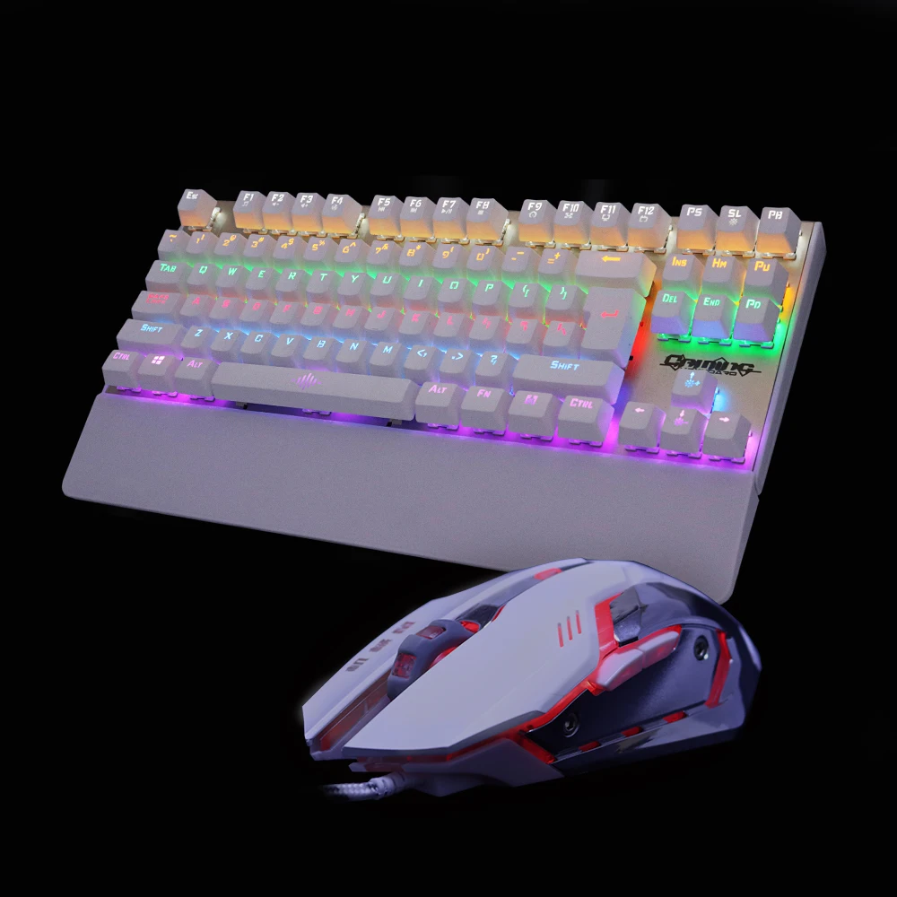Gaming Mechanical keyboard mouse combo Backlit LED led Anti-ghosting Luminous+ gaming mouse 6 butto