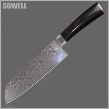 XYJ marke damaszener messer 7 zoll chef santoku messer VG10 damaskus stahl beste geschenk küchenmesser farbe holz griff kochen messer