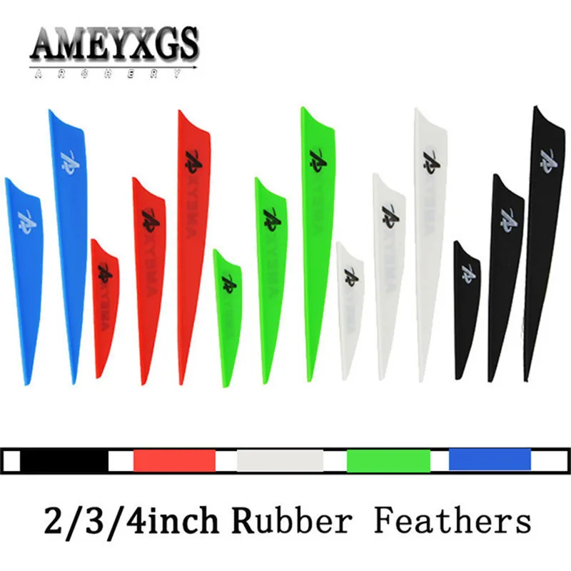 

100pcs 2/3/4inch Arrow Fletches Rubber Feather Shield-shape Colorful Vanes For Outdoor Hunting Shooting Archery Accessories