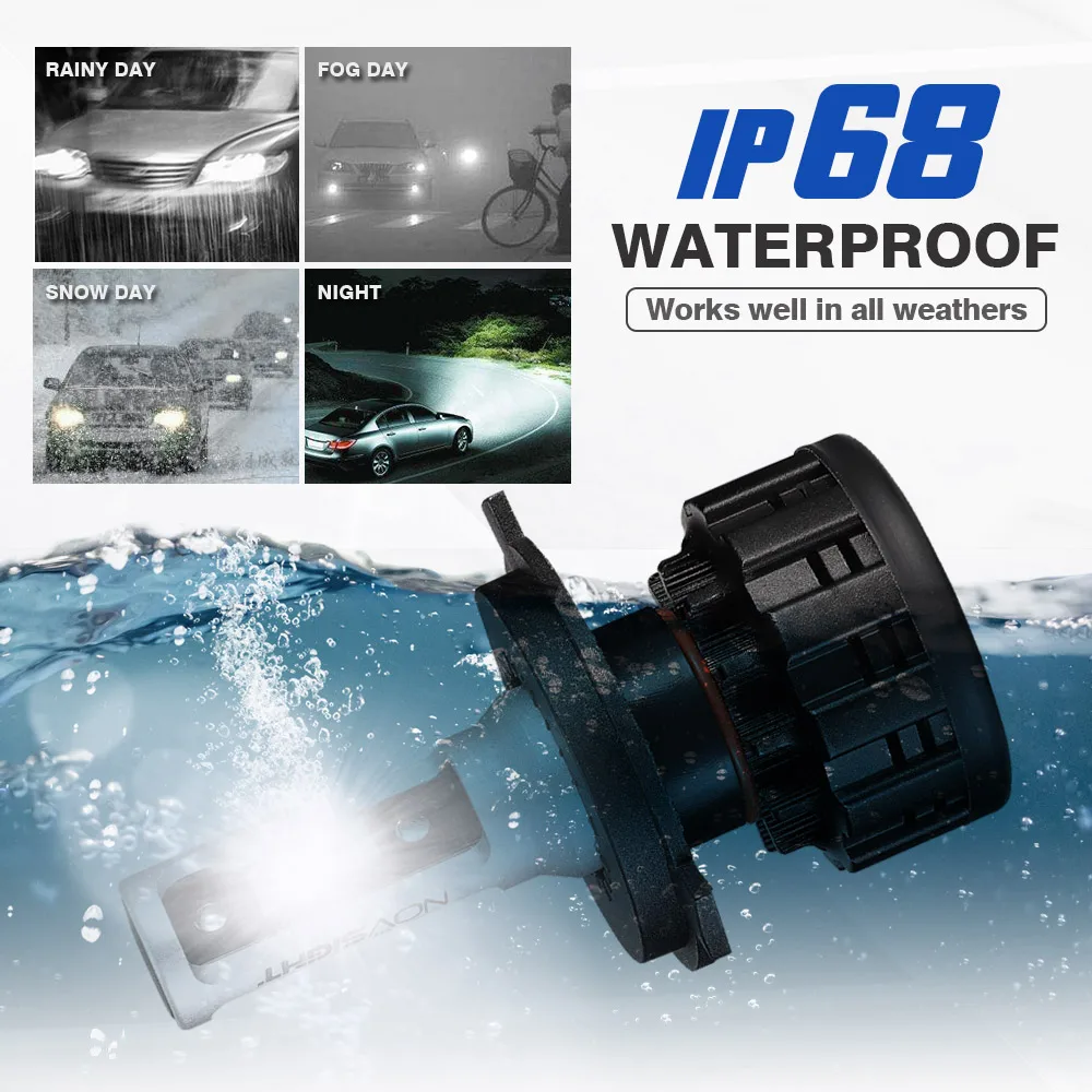 NOVSIGHT 6500K H4 светодиодный H7 H11 H8 HB4 H1 H3 HB3 9005 9006 9007 H13 автомобильные лампы для фар машины 60 Вт 18000LM стайлинга автомобилей Светодиодный помощи при парковке