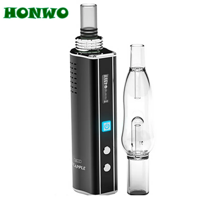 2016 Newest Electronic Cigarette Dry Herb Vaporizer Ecapple IV-1 Herbal Vaporizer 18650 Box Mod with Water Filter Glass Atomizer