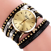 Duoya Brand Watches Women Gold Geneva Luxury Crystal Gemstone Wristwatches Fashion Casual Women Bracelet Quartz Vintage