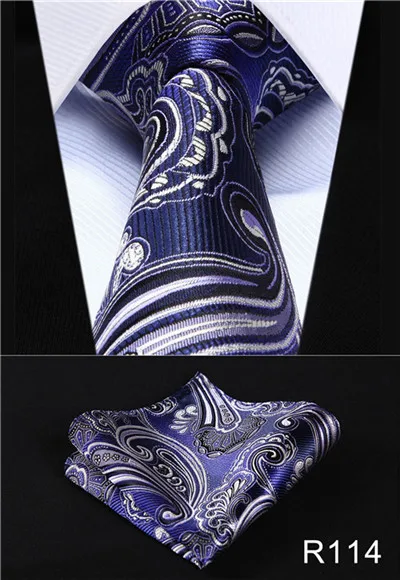 Платок классический свадьбу Мужская Мода цветок Пейсли 3." шелк Тканые свадьба Для мужчин галстук платок Набор# RF3 - Цвет: R114